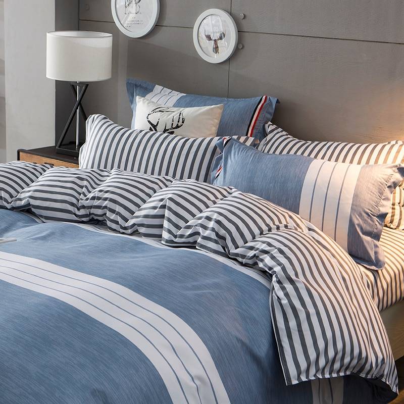 Bedspread Simple Fashion Geometric Stripes Bed Sheet Duvet Cover Sets 3/4pcs Bedding Set