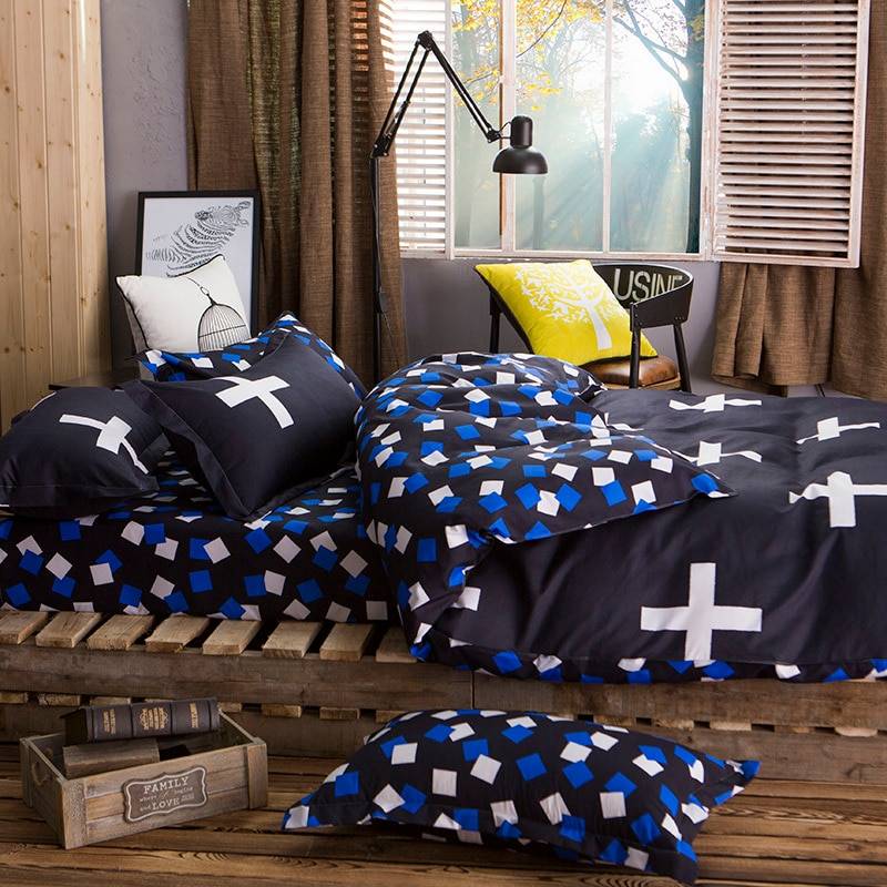 Cartoon Christmas Tree Elk Bedclothes Simple Fashion Geometric Stripes Bed Sheet Duvet Cover Sets 3/4pcs Bedding Set