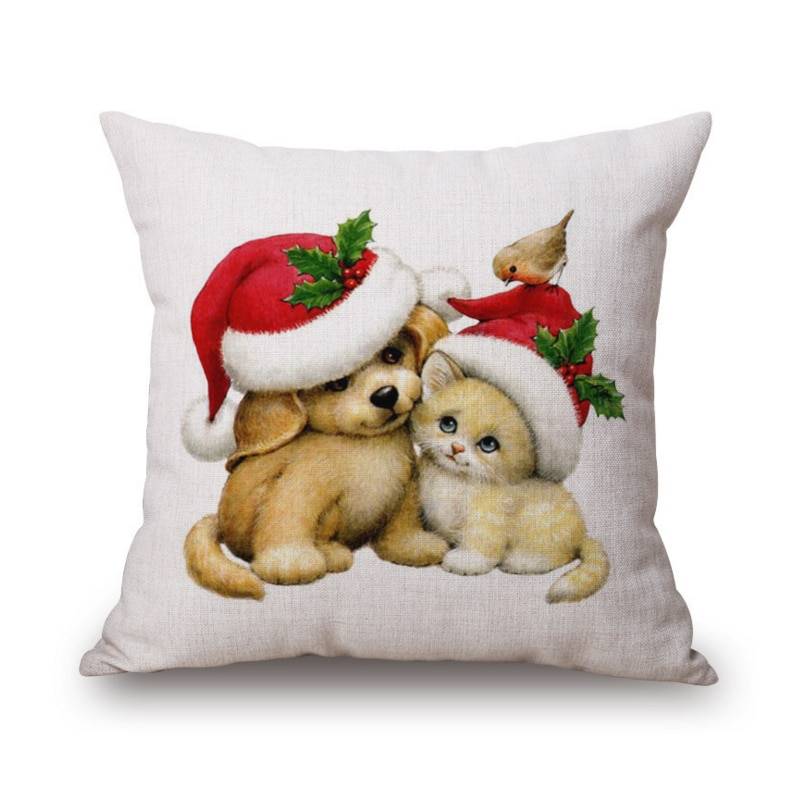 Xmas Style Cotton Linen Cushion Cover Merry Christmas Santa Claus Home safa Decorative Pillows Cover Nordic Happy New Year Gift