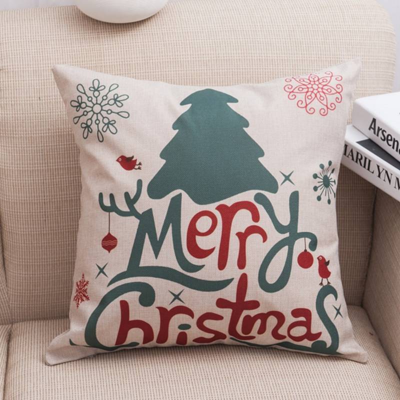 Xmas Style Cotton Linen Cushion Cover Merry Christmas Santa Claus Home safa Decorative Pillows Cover Nordic Happy New Year Gift