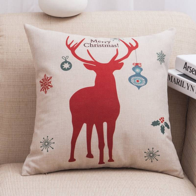 Xmas Style Cotton Linen Cushion Cover Merry Christmas Santa Claus Home safa Decorative Pillows Cover Nordic Happy New Year Gift