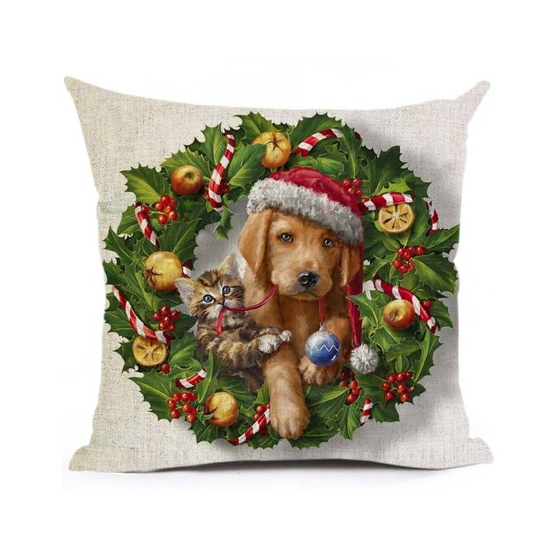 Xmas Style Cotton Linen Cushion Cover Merry Christmas Santa Claus Home safa Decorative Pillows Cover Nordic Happy New Year Gift