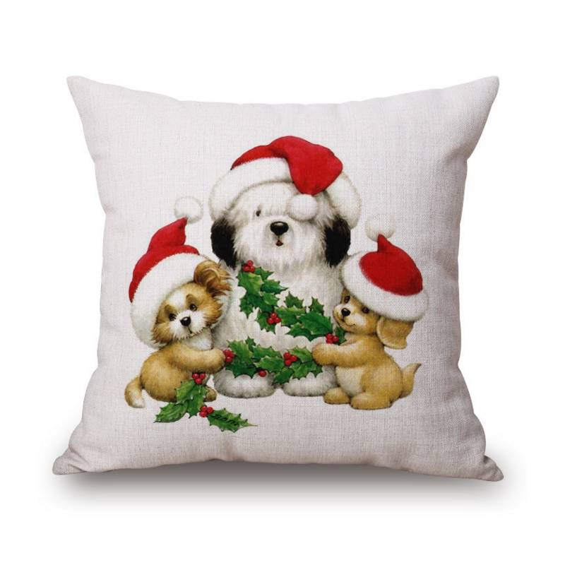 Xmas Style Cotton Linen Cushion Cover Merry Christmas Santa Claus Home safa Decorative Pillows Cover Nordic Happy New Year Gift