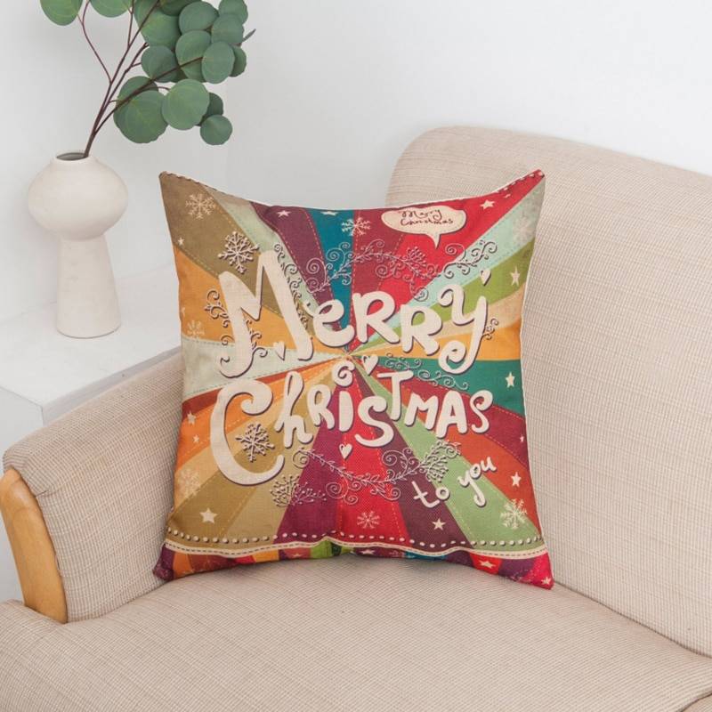 Xmas Style Cotton Linen Cushion Cover Merry Christmas Santa Claus Home safa Decorative Pillows Cover Nordic Happy New Year Gift