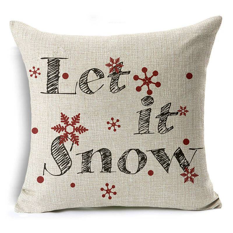 Let It Snow Xmas Style Cushion Cover Merry Christmas! Santa Claus Socks Balloon Home Decorative Pillows Cover Nordic Gifts Owls