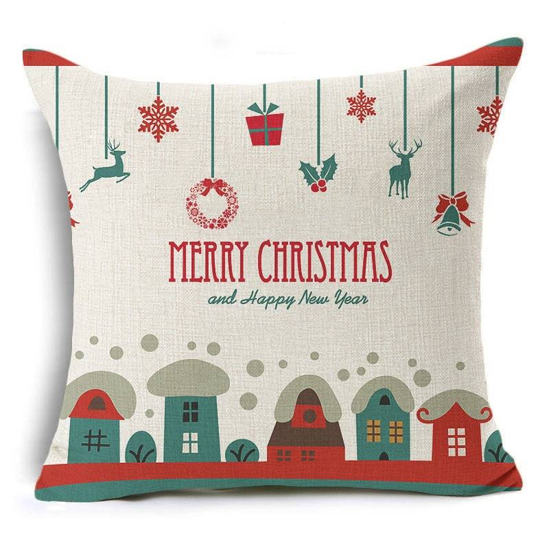 Let It Snow Xmas Style Cushion Cover Merry Christmas! Santa Claus Socks Balloon Home Decorative Pillows Cover Nordic Gifts Owls