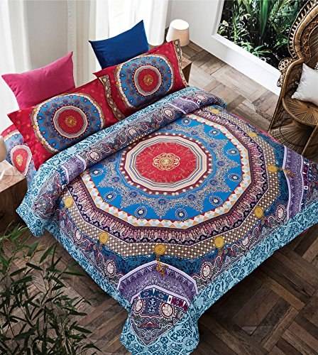 Boho Style Bedding Bohemian Moroccan Indian Sheets Set Blue Red Full Size Duvet Cover