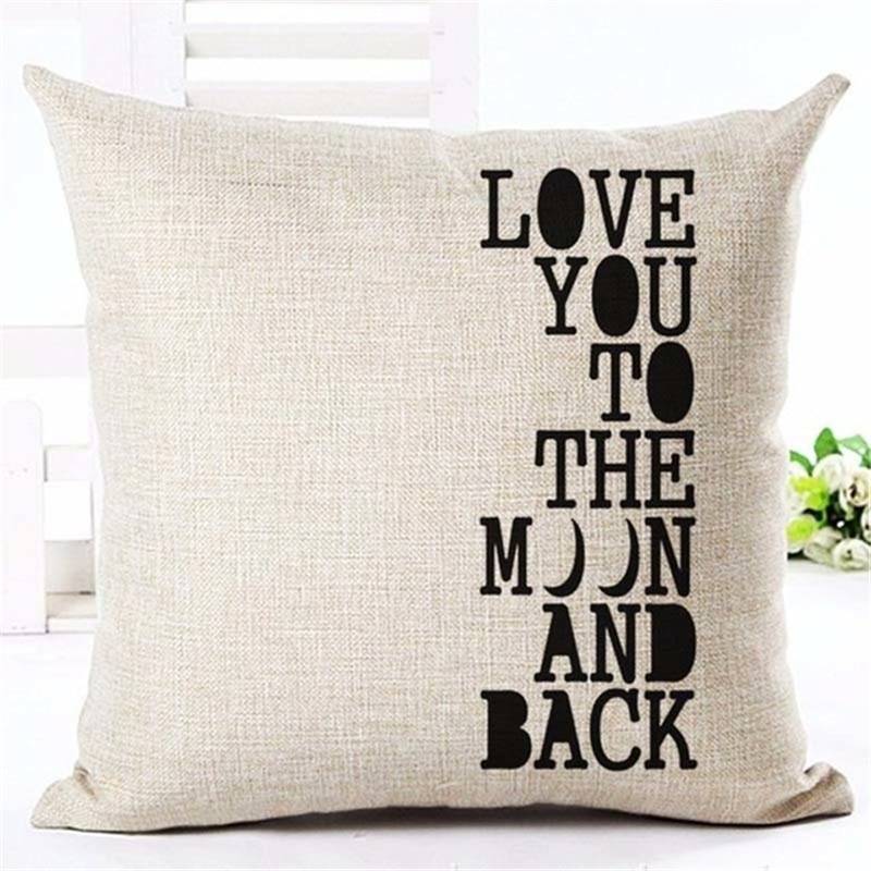 Letter Love Home Cushion covers Cotton linen Black White pillow cover Sofa bed Nordic decorative pillow case almofadas 45x45cm