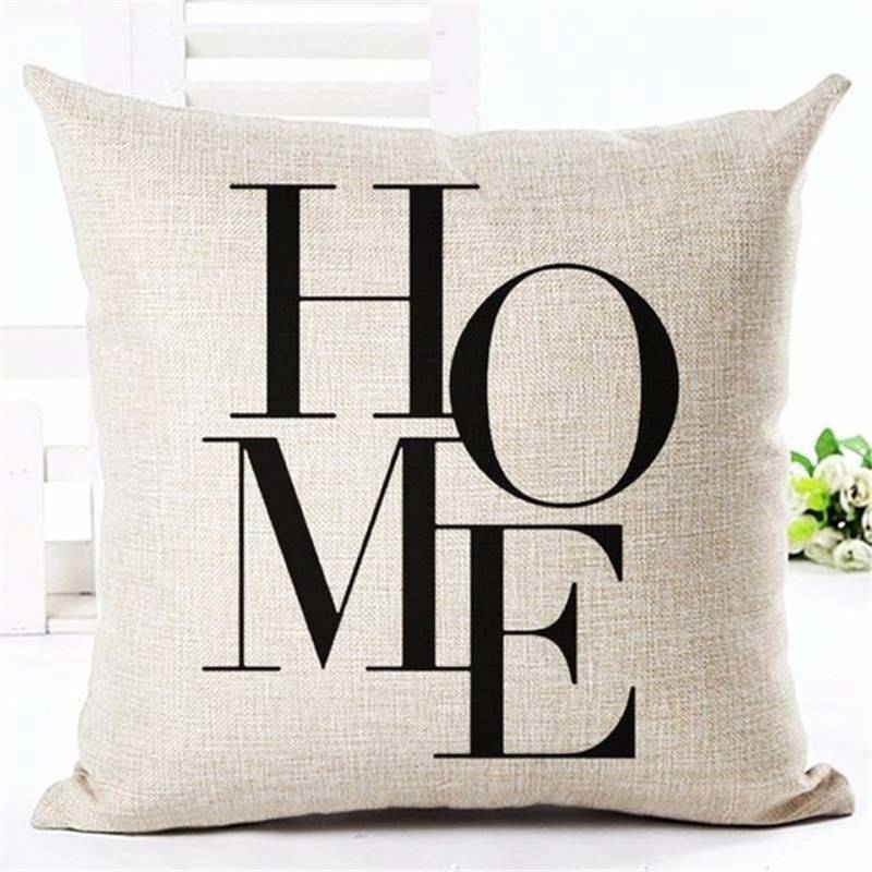 Letter Love Home Cushion covers Cotton linen Black White pillow cover Sofa bed Nordic decorative pillow case almofadas 45x45cm