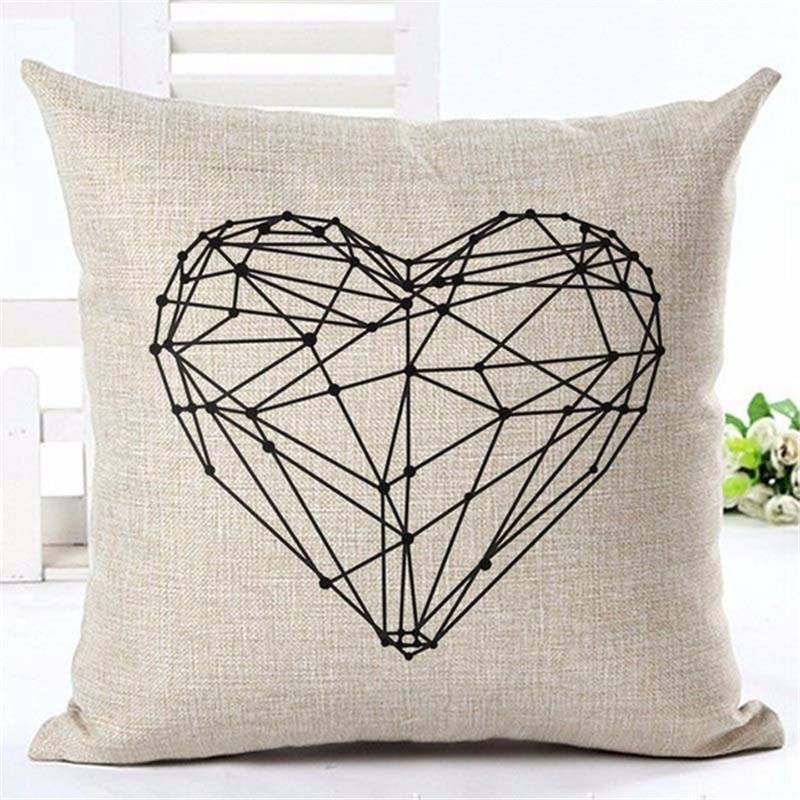 Letter Love Home Cushion covers Cotton linen Black White pillow cover Sofa bed Nordic decorative pillow case almofadas 45x45cm