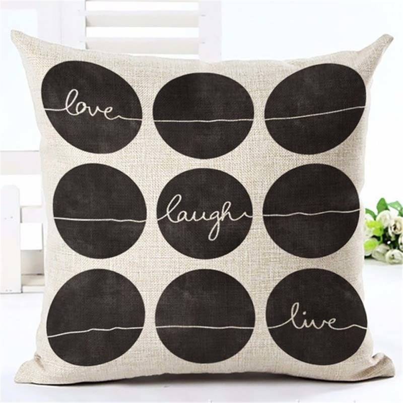 Letter Love Home Cushion covers Cotton linen Black White pillow cover Sofa bed Nordic decorative pillow case almofadas 45x45cm