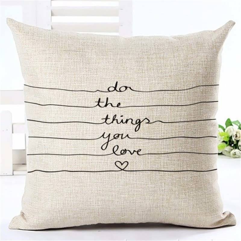 Letter Love Home Cushion covers Cotton linen Black White pillow cover Sofa bed Nordic decorative pillow case almofadas 45x45cm