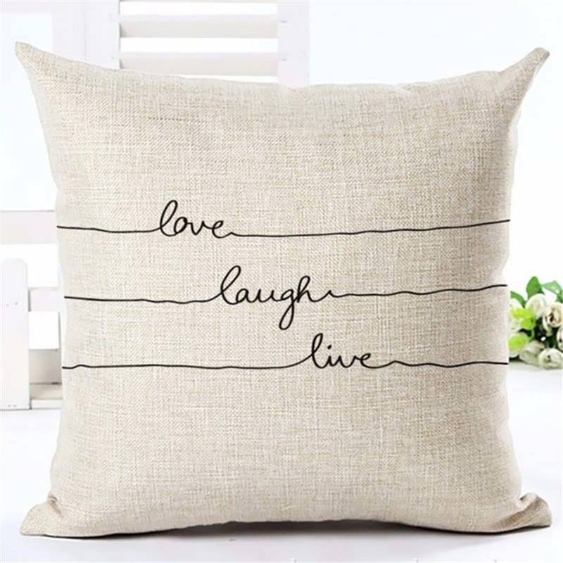 Letter Love Home Cushion covers Cotton linen Black White pillow cover Sofa bed Nordic decorative pillow case almofadas 45x45cm