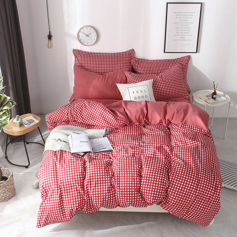 Bedding Set Whole cotton Color lattice stripes geometry Warm family pillowcases 3/4pcs Duvet Cover sets Soft Bed Sheet