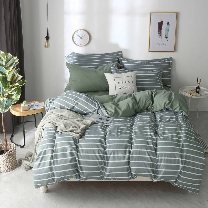 Bedding Set Whole cotton Color lattice stripes geometry Warm family pillowcases 3/4pcs Duvet Cover sets Soft Bed Sheet