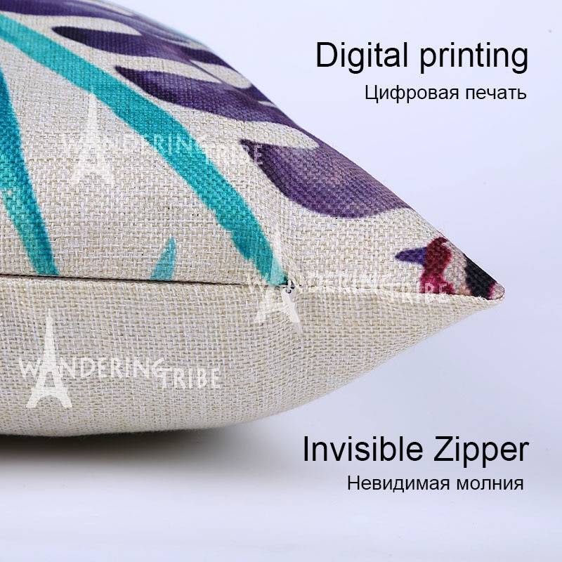 Plant Cushion Cover Tropic Tree Green Throw Pillow Cover palm leaf Decorative Pillows Flower Cushion Cover for Sofa Car Home