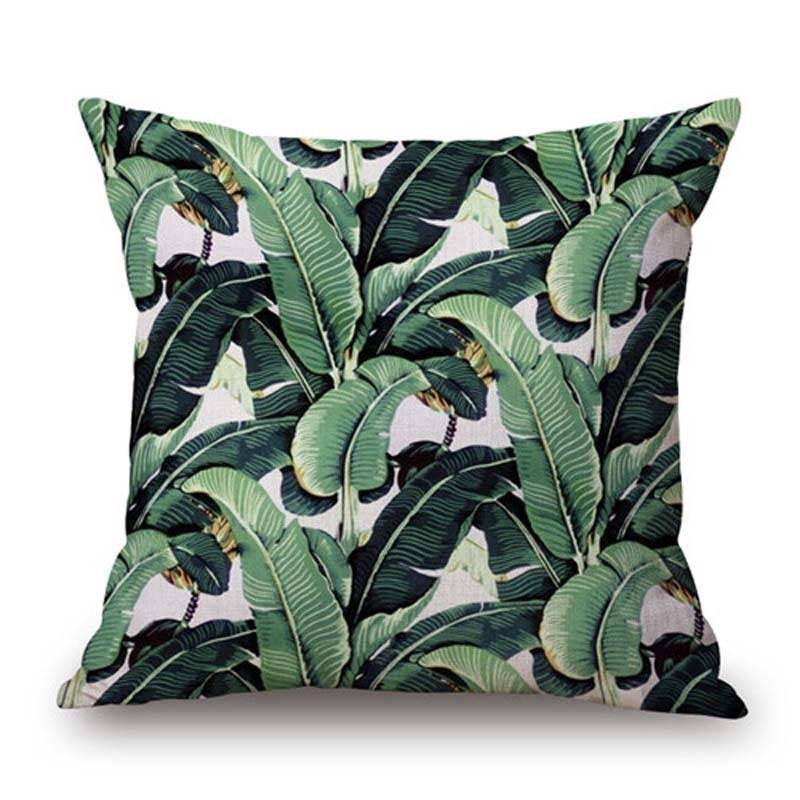 Plant Cushion Cover Tropic Tree Green Throw Pillow Cover palm leaf Decorative Pillows Flower Cushion Cover for Sofa Car Home
