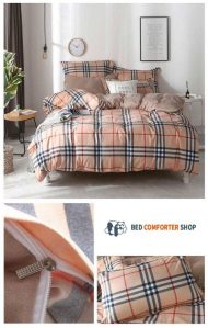 brown striped latice bedding set