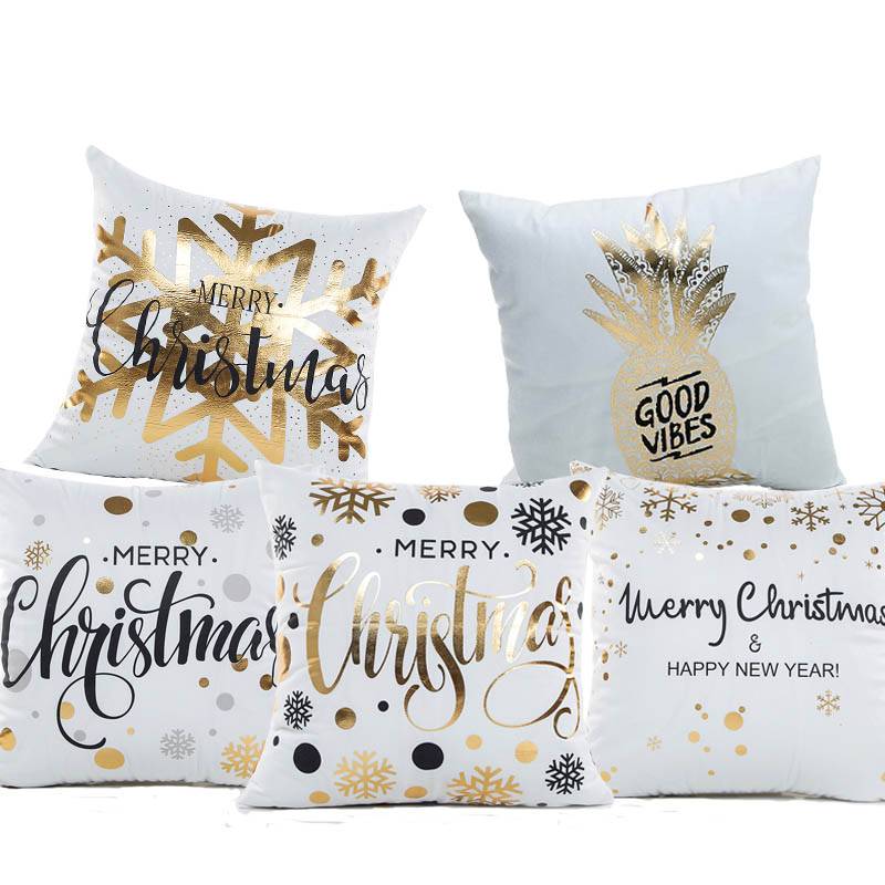 xmas golden decoration pillow covers