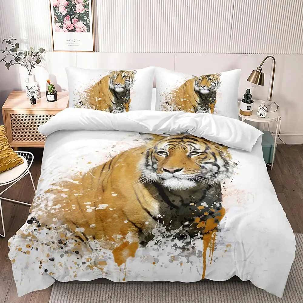 Snow Tiger Pattern Cotton Bedding Set 3D Duvet Covers Duvet Covers