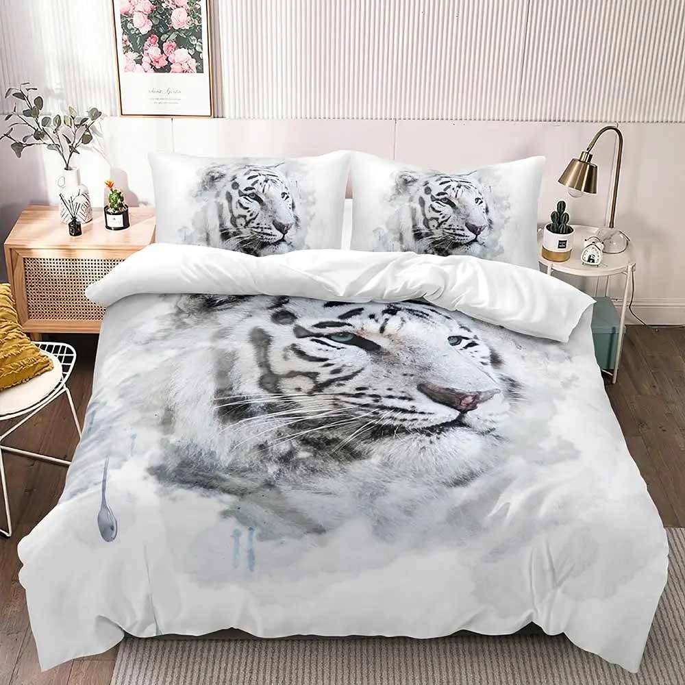 Snow Tiger Pattern Cotton Bedding Set 3D Duvet Covers Duvet Covers