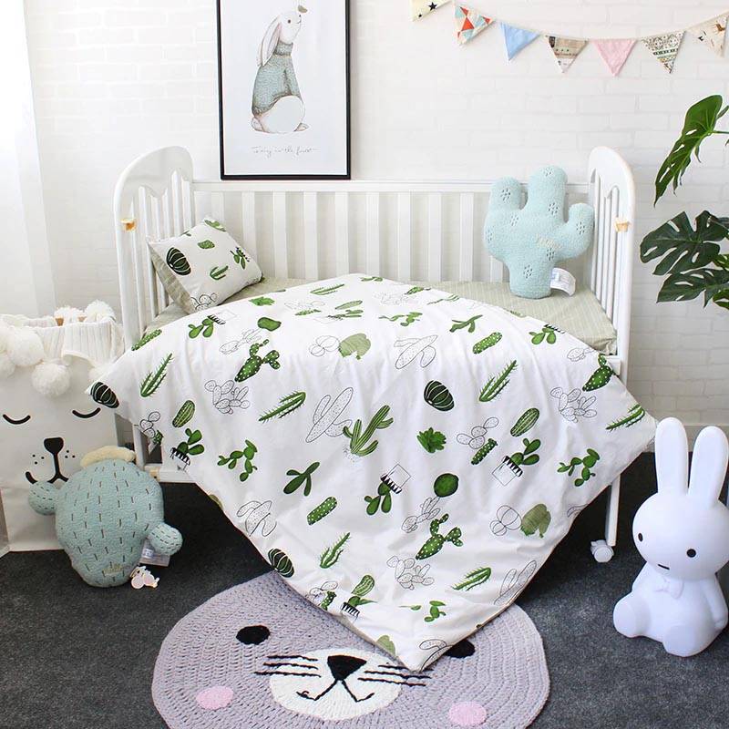 cactus baby crib 3pc bedding set