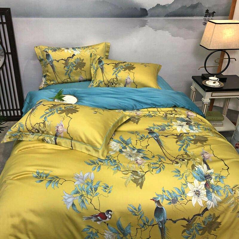 Rococo Chinoiserie Bedding Set – Egyptian Cotton Color : Chinoiserie bed set Rococo Chinoiserie Bedding Set - Egyptian Cotton Animal Duvet Covers Floral Duvet Covers Luxury Duvet Covers