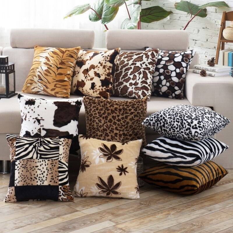 1Pcs Leopard Dots Leaf Pattern Soft Short Velvet Throw Pillow Cushion Cover Seat Car Home Sofa Bed Decorative Pillowcase 40058