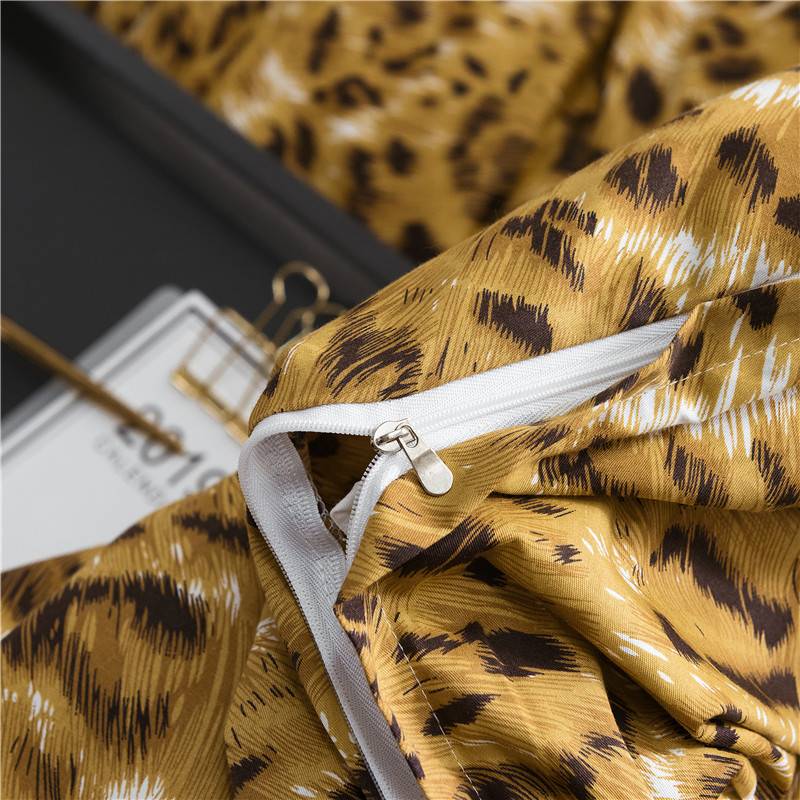 WUJIE 2Pcs/3Pcs Leopard Pattern 100% Cotton Bedding Set with Zipper Pillowcase Duvet Cover Set Single/Queen/King Home Textile