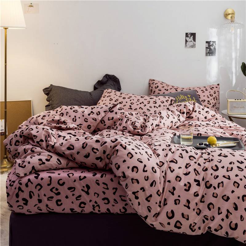 WUJIE 2Pcs/3Pcs Leopard Pattern 100% Cotton Bedding Set with Zipper Pillowcase Duvet Cover Set Single/Queen/King Home Textile