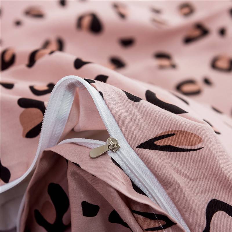 WUJIE 2Pcs/3Pcs Leopard Pattern 100% Cotton Bedding Set with Zipper Pillowcase Duvet Cover Set Single/Queen/King Home Textile