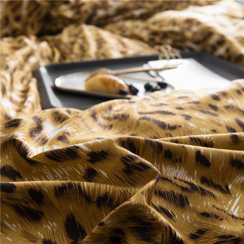 WUJIE 2Pcs/3Pcs Leopard Pattern 100% Cotton Bedding Set with Zipper Pillowcase Duvet Cover Set Single/Queen/King Home Textile