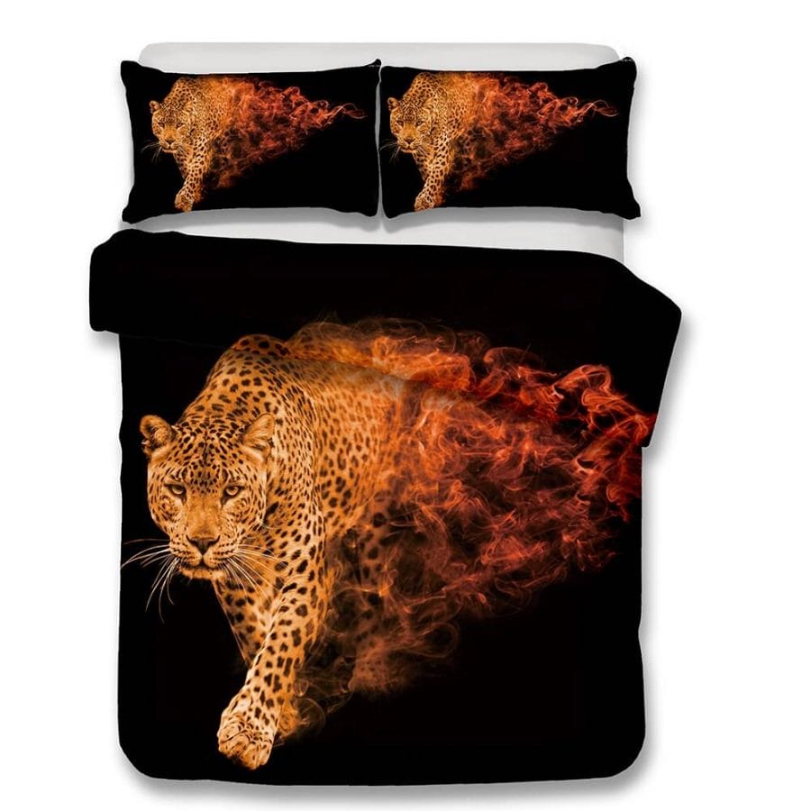 HELENGILI 3D Bedding Set Leopard Print Duvet cover set lifelike bedclothes with pillowcase bed set home Textiles #3-01