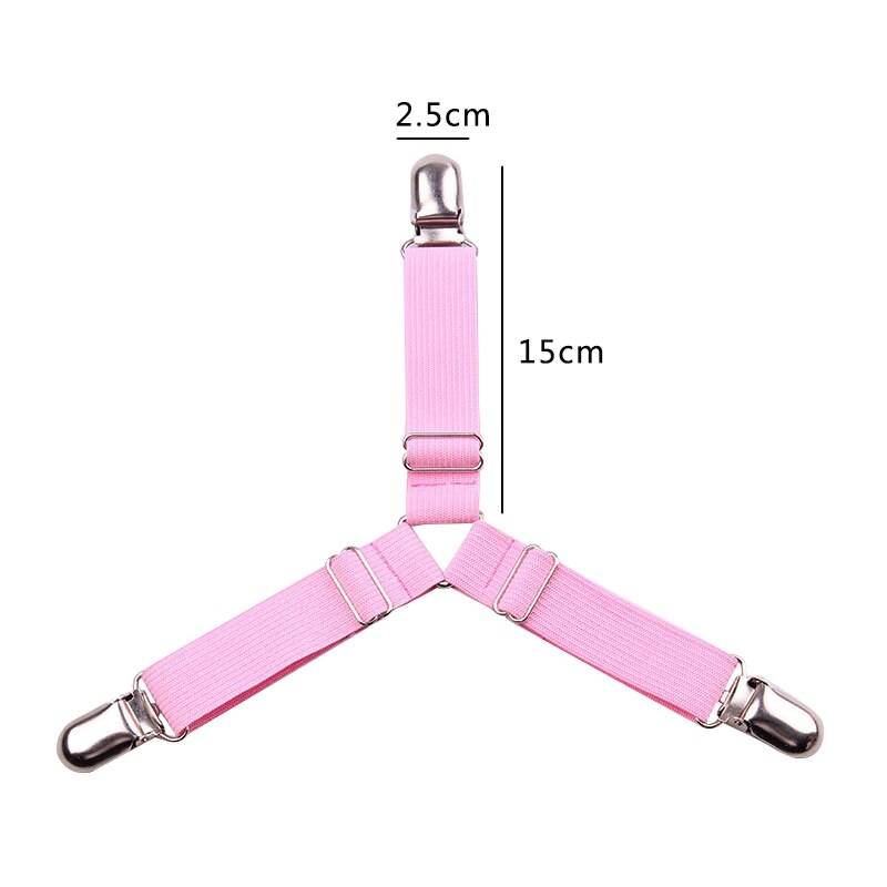4pcs Elastic Three-Head Clamp Bed Sheet Grippers with Slip-Resistant Belt Clip