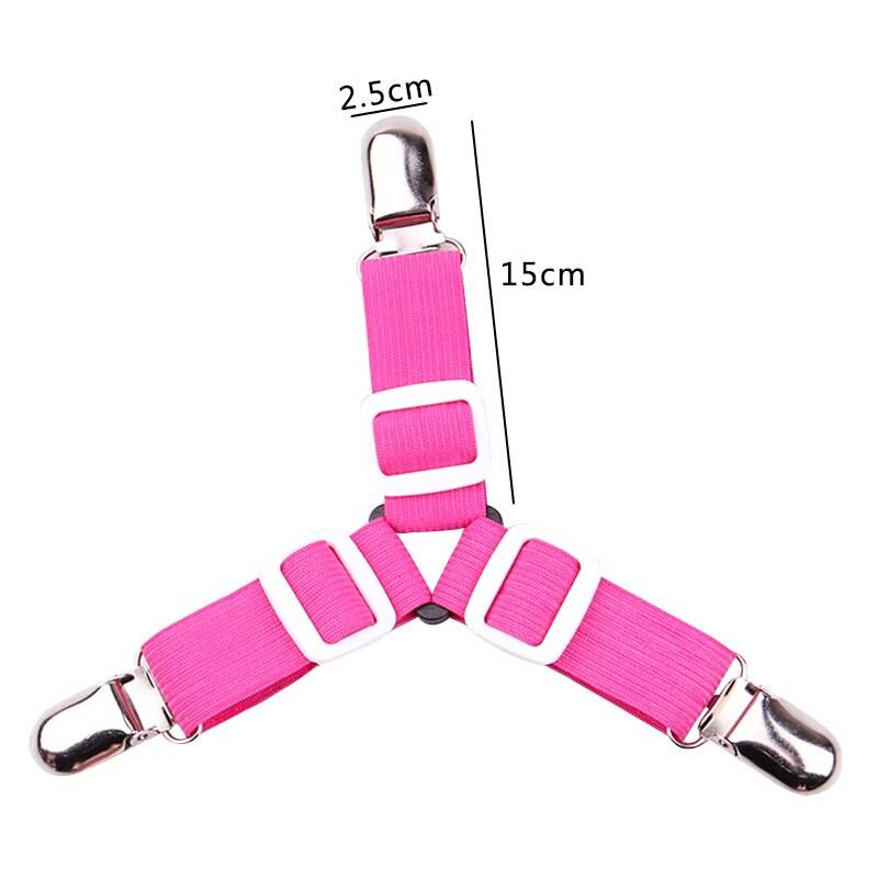 4pcs Elastic Three-Head Clamp Bed Sheet Grippers with Slip-Resistant Belt Clip 4pcs Elastic Three-Head Clamp Bed Sheet Grippers with Slip-Resistant Belt Clip