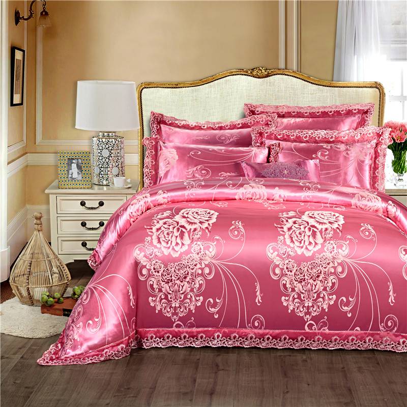 King Queen size White Red Bedding Set Luxury Wedding Bed set Jacquard Cotton Duvet Cover Bed set Bedlinen Bed cover nordico cama