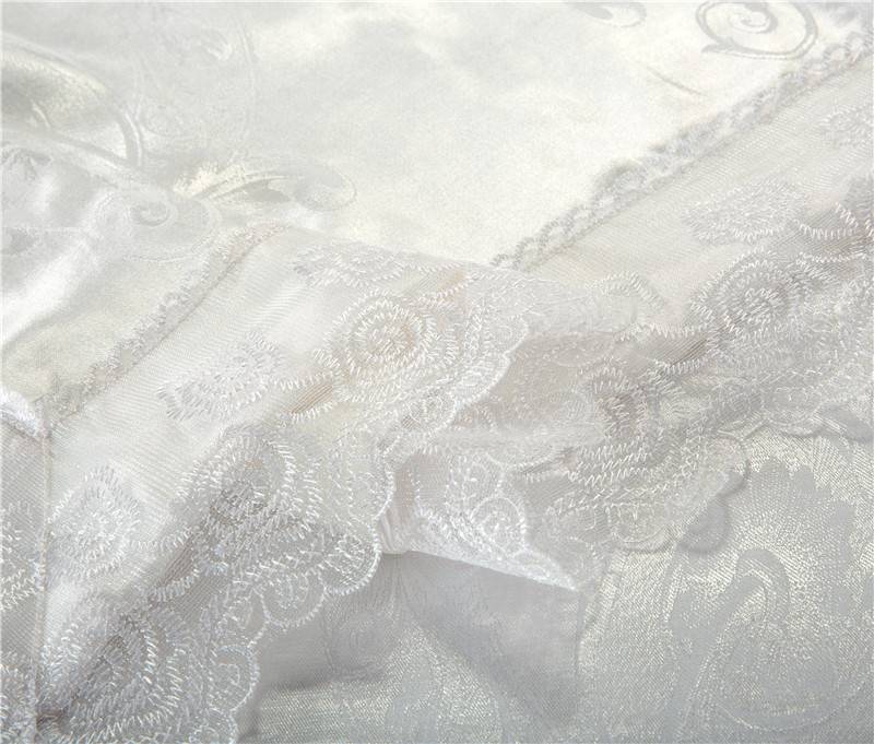 Ivory Wedding Bedding Set Jacquard Satin Silk Duvet Cover - Bedding ...