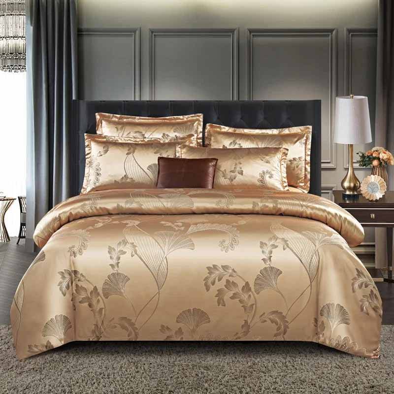 Ivory Wedding Bedding Set Jacquard Satin Silk Duvet Cover Luxury Duvet Covers