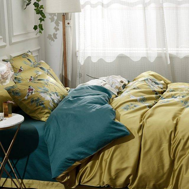 Details about   Luxury Chinoiserie Botanical Quilt Cover  4Pcs Egyptian Cotton Soft Bedding Set 