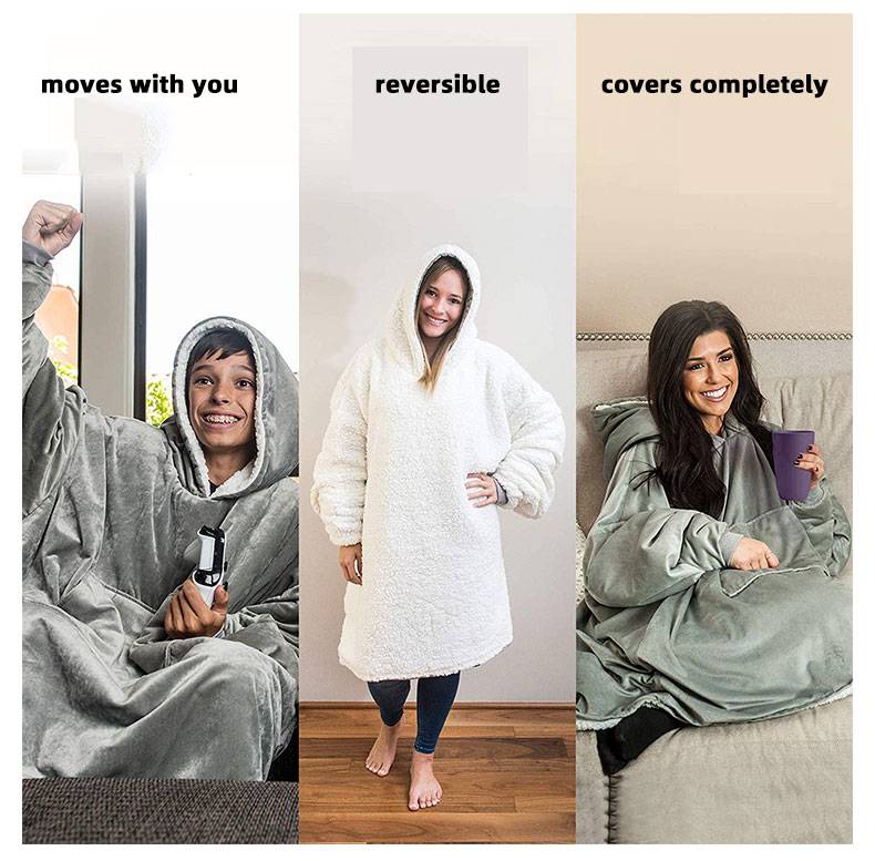 Comfortable Hoodie Front Pocket Blanket for Adults and Children
