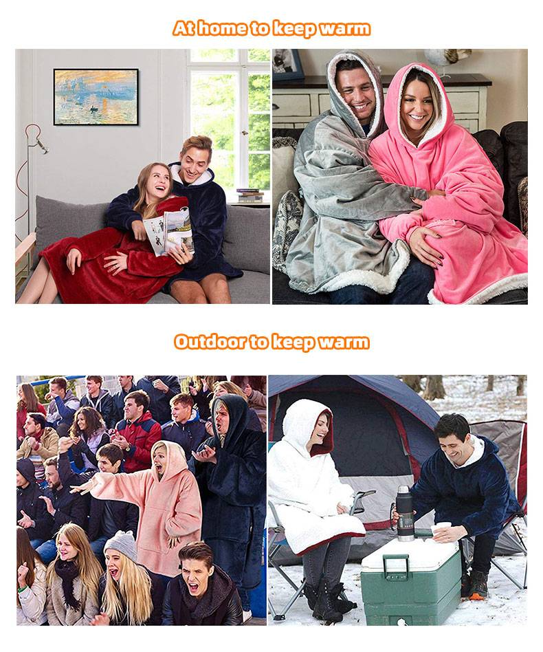 Comfy Lounger Hoodie Front Pocket Blanket for Adults and Children Fleece