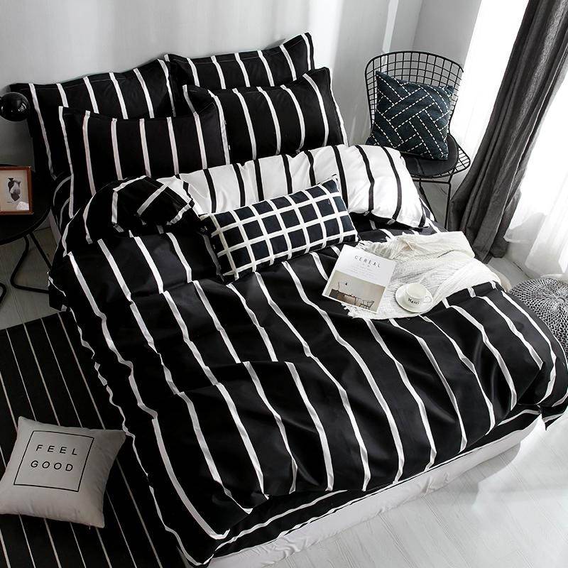 Black and White Striped Bedding Set 