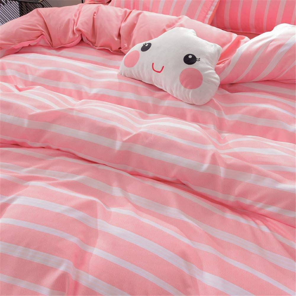 pink striped bed cover set