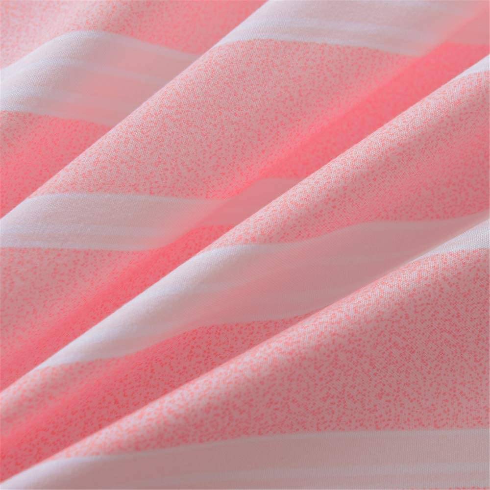 pink striped duvet cover closeup