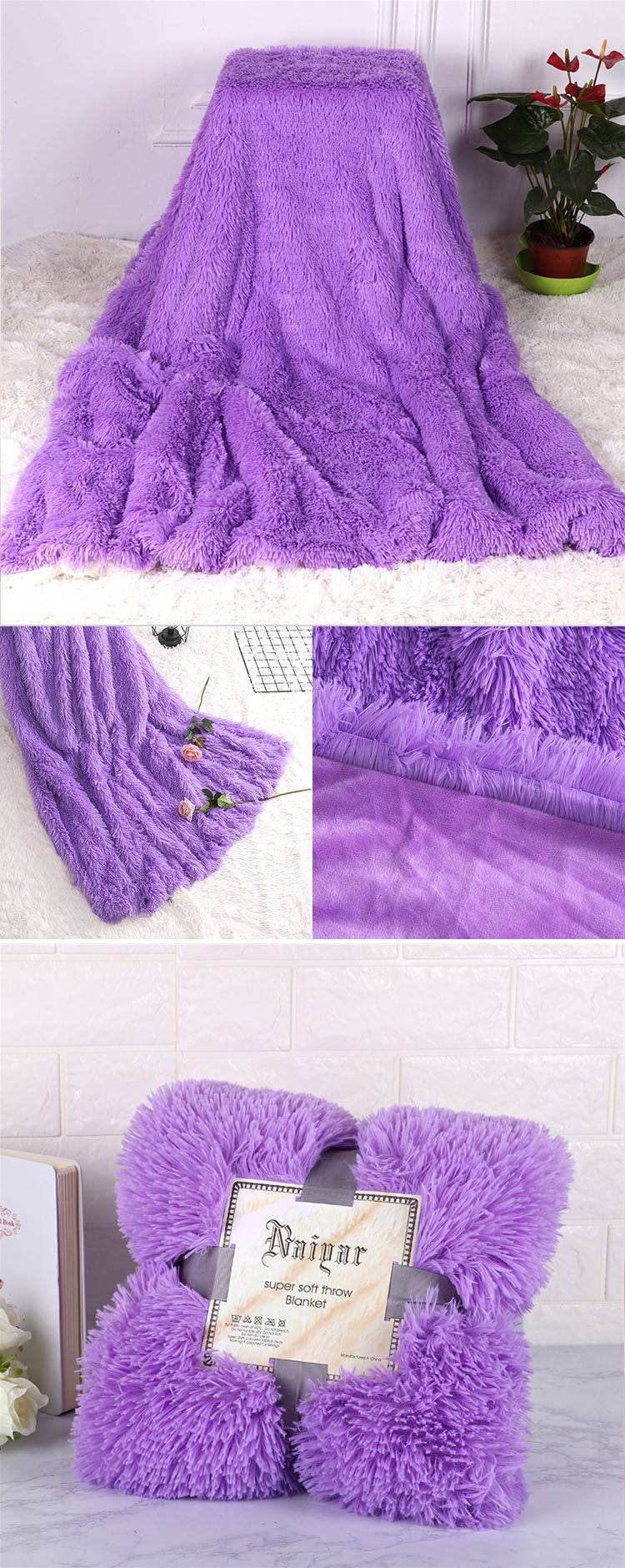 Soft Fluffy Throw Blanket for Bed