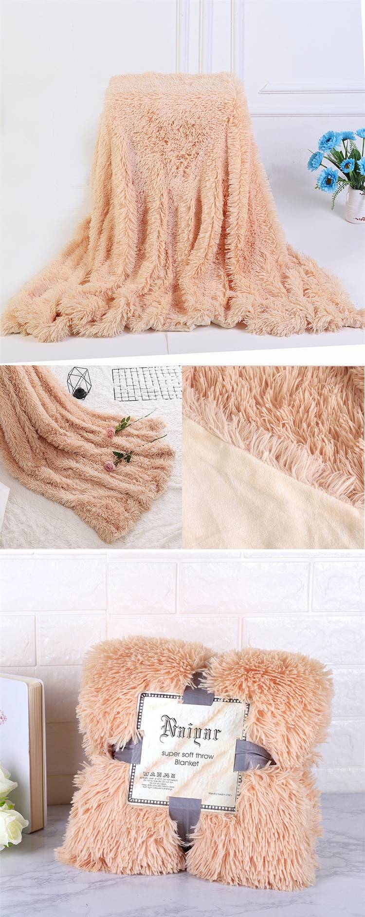 Soft Fluffy Throw Blanket for Bed