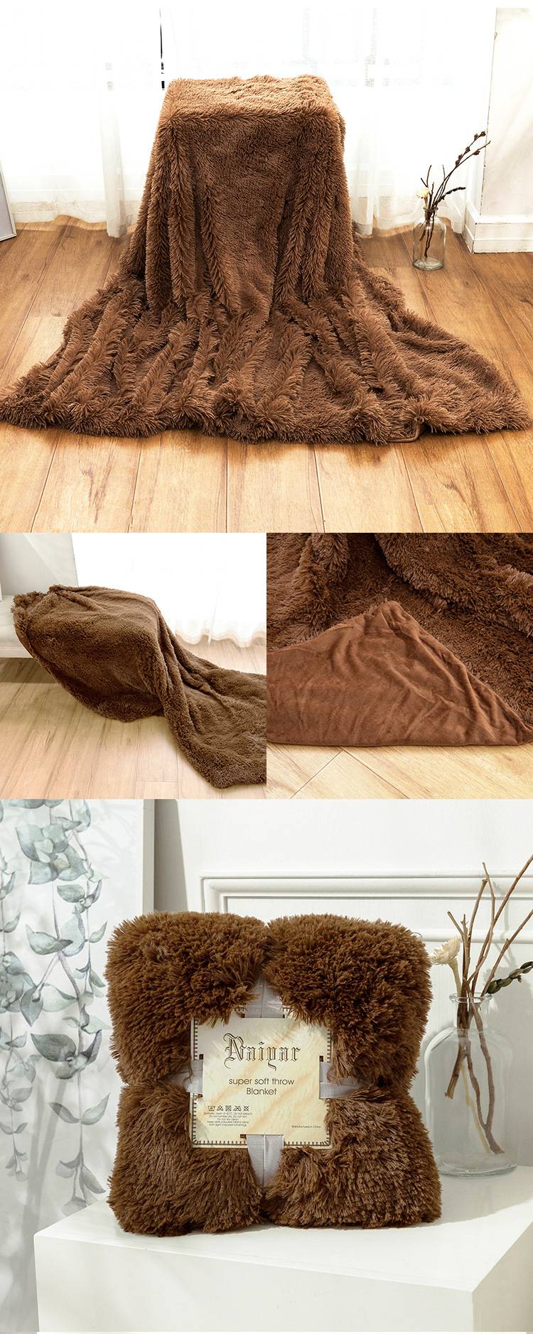 Soft Fluffy Throw Blanket for Bed