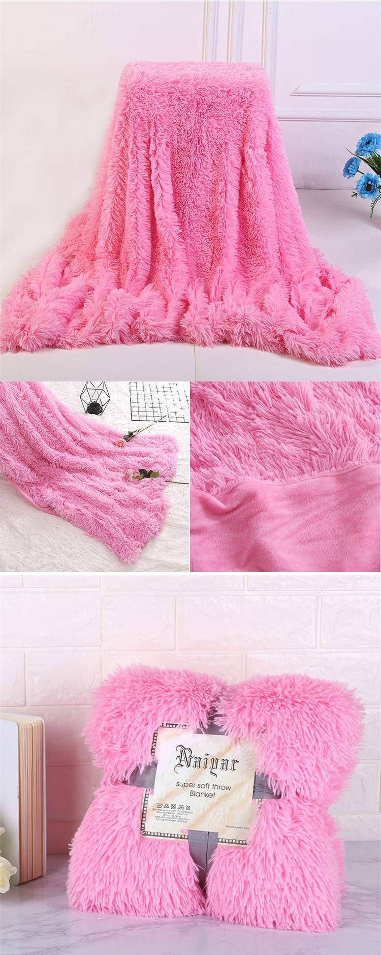 Soft Fluffy Throw Blanket for Bed