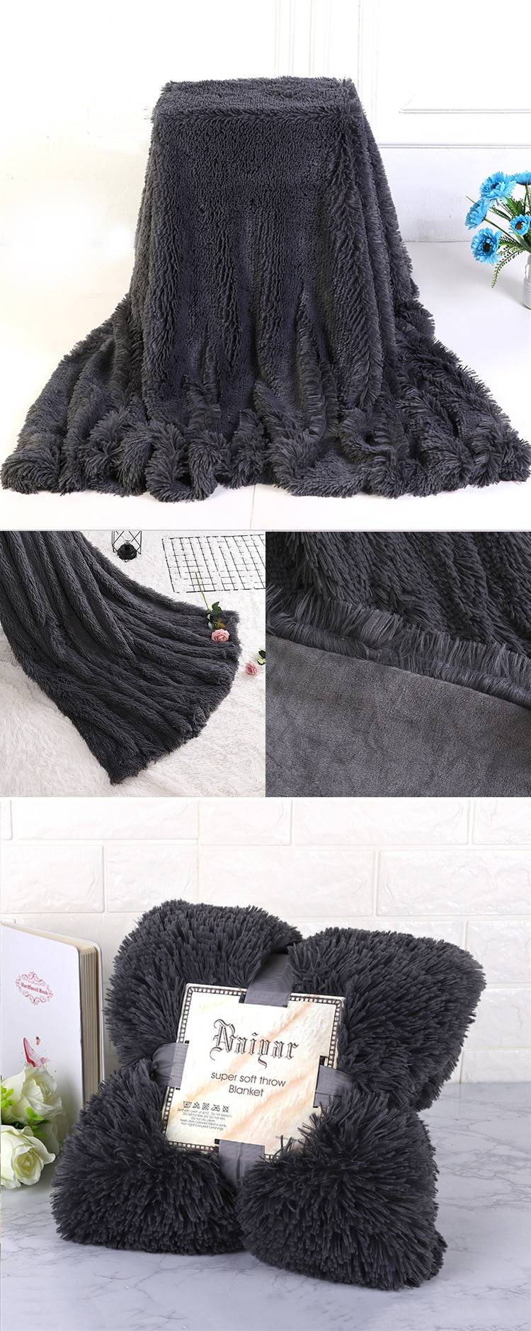 Soft Fluffy Throw Blanket for Bed