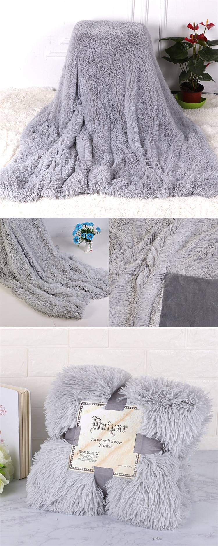 Soft Fluffy Throw Blanket for Bed